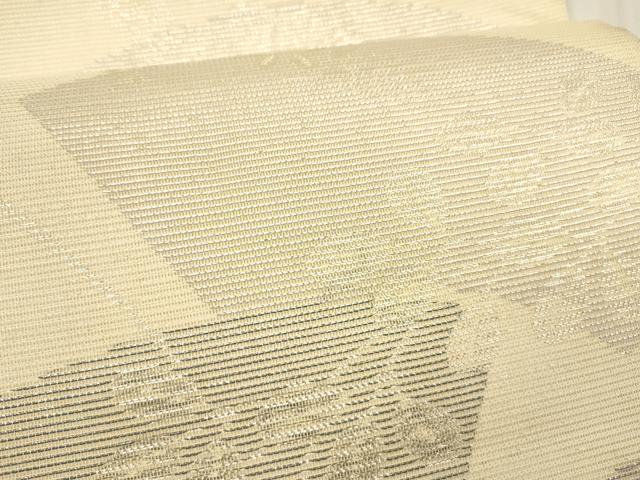 平和屋着物＊夏物 六通柄袋帯 地紙枝葉文 銀糸 正絹 逸品 DABD6926cm