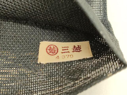 平和屋着物＊夏物 六通柄 本袋帯 流水草葉文 黒地 金銀糸 三越扱い 正絹 逸品 DABD6927cm