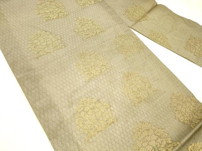 平和屋着物＊夏物 九寸名古屋帯 草花文 金糸 正絹 逸品 DABD6929cm