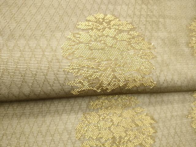 平和屋着物＊夏物 九寸名古屋帯 草花文 金糸 正絹 逸品 DABD6929cm