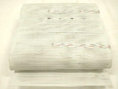 平和屋着物＊夏物 絽綴れ 八寸名古屋帯 横段文 正絹 逸品 DABD6932cm