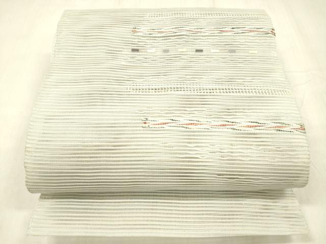 平和屋着物＊夏物 絽綴れ 八寸名古屋帯 横段文 正絹 逸品 DABD6932cm