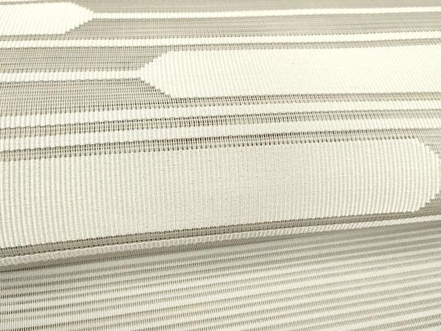 平和屋着物＊夏物 絽綴れ 八寸名古屋帯 横段文 白花色 正絹 逸品 DABD6933cm