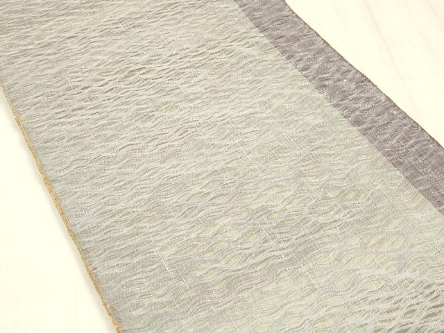 平和屋着物▽両面 太鼓柄袋帯 スリーシーズン 春夏秋 すくい織 花唐草文 間道 金糸 正絹 逸品 DABD6934cm