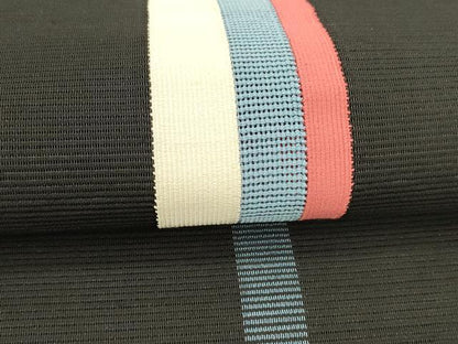 平和屋着物＊夏物 絽綴れ 八寸名古屋帯 間道 黒地 正絹 逸品 DABD6936cm