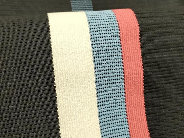 平和屋着物＊夏物 絽綴れ 八寸名古屋帯 間道 黒地 正絹 逸品 DABD6936cm