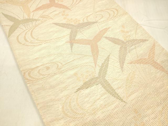 平和屋着物＊夏物 六通柄袋帯 流水南天文 金糸 正絹 逸品 DABD6937cm