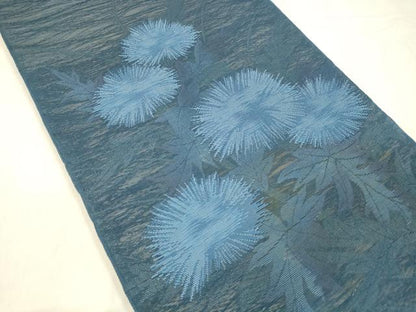 平和屋着物＊夏物 太鼓柄袋帯 草花文 正絹 逸品 DABD6938cm