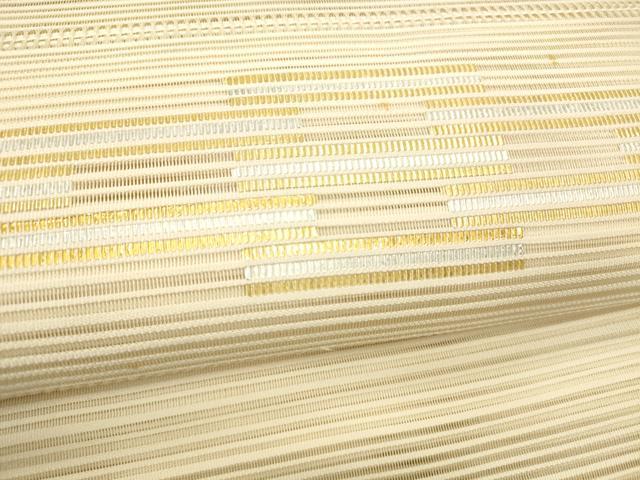 平和屋着物＊夏物 絽綴れ 八寸名古屋帯 横段文 金銀糸 正絹 逸品 DABD6940cm