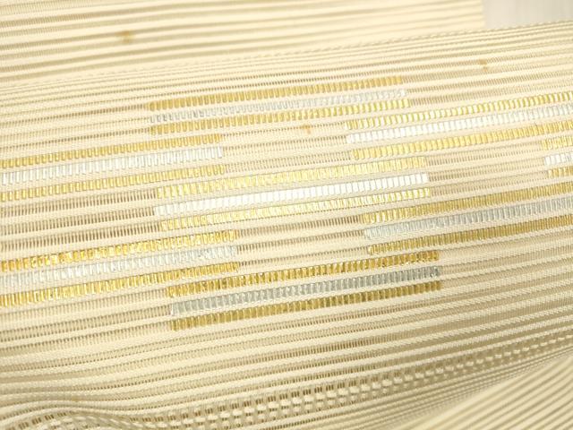 平和屋着物＊夏物 絽綴れ 八寸名古屋帯 横段文 金銀糸 正絹 逸品 DABD6940cm