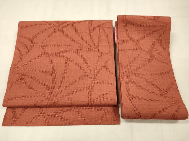 平和屋着物＊夏物 つけ帯 抽象文様 赤丹色 DABD6942cm