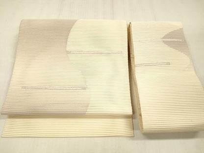 平和屋着物＊夏物 絽綴れ つけ帯 抽象文様 銀糸 正絹 逸品 DABD6943cm