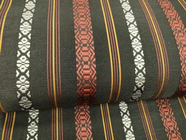 平和屋着物＊夏物 全通柄袋帯 紗献上 黒地 DABD6944cm