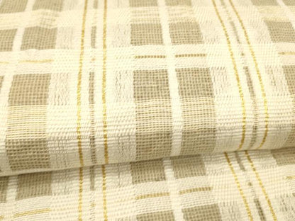 平和屋着物▽両面　太鼓柄袋帯　スリーシーズン　春夏秋　格子間道　金糸　正絹　逸品　DABD6946cm