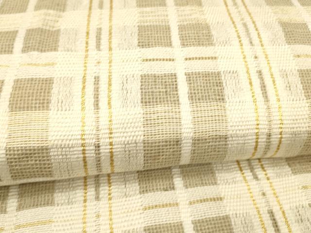 平和屋着物▽両面　太鼓柄袋帯　スリーシーズン　春夏秋　格子間道　金糸　正絹　逸品　DABD6946cm