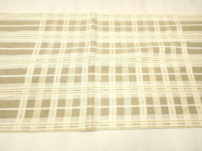 平和屋着物▽両面　太鼓柄袋帯　スリーシーズン　春夏秋　格子間道　金糸　正絹　逸品　DABD6946cm
