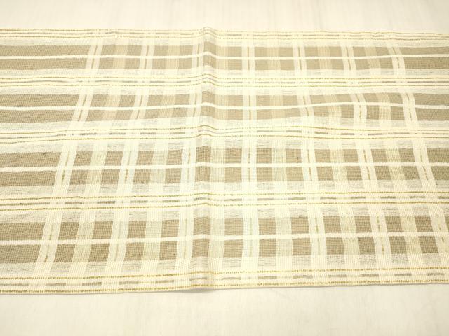 平和屋着物▽両面　太鼓柄袋帯　スリーシーズン　春夏秋　格子間道　金糸　正絹　逸品　DABD6946cm