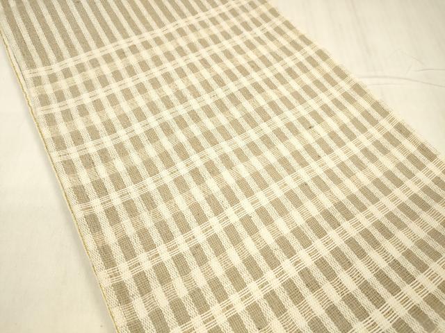 平和屋着物▽両面　太鼓柄袋帯　スリーシーズン　春夏秋　格子間道　金糸　正絹　逸品　DABD6946cm