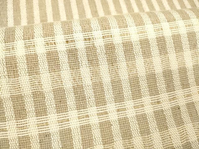 平和屋着物▽両面　太鼓柄袋帯　スリーシーズン　春夏秋　格子間道　金糸　正絹　逸品　DABD6946cm