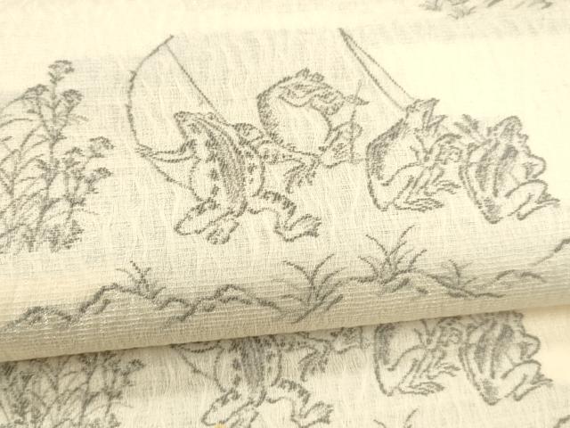 平和屋着物＊夏物 六通柄袋帯 手描き 鳥獣戯画 正絹 逸品 DABD6948cm