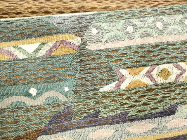 平和屋着物▽太鼓柄袋帯　スリーシーズン　春夏秋　すくい織　抽象文様　正絹　逸品　DABD6949cm