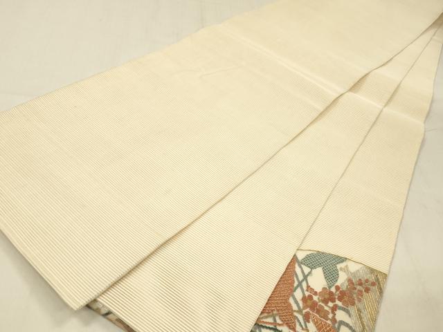 平和屋着物＊夏物 絽綴れ 太鼓柄袋帯 流水鴛鴦花文 金銀糸 正絹 逸品 DABD6952cm