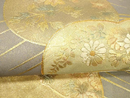 平和屋着物＊夏物 中国三大刺繍 相良刺繍 太鼓柄袋帯 駒刺繍 草花文 金銀彩 正絹 逸品 DABD6953cm