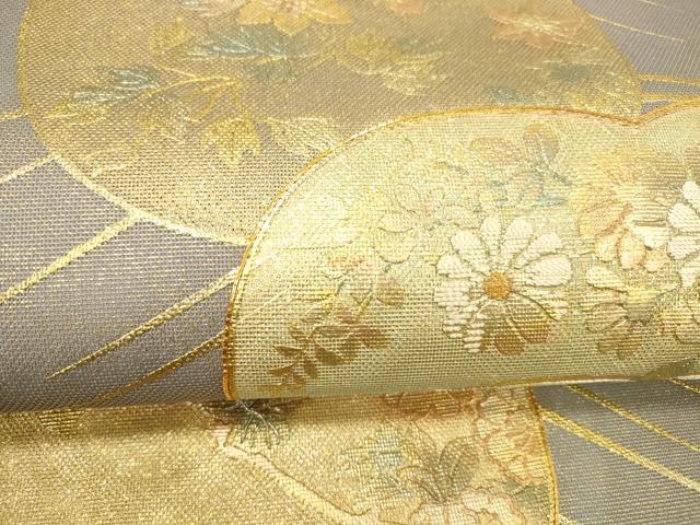 平和屋着物＊夏物 中国三大刺繍 相良刺繍 太鼓柄袋帯 駒刺繍 草花文 金銀彩 正絹 逸品 DABD6953cm