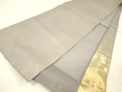 平和屋着物＊夏物 中国三大刺繍 相良刺繍 太鼓柄袋帯 駒刺繍 草花文 金銀彩 正絹 逸品 DABD6953cm