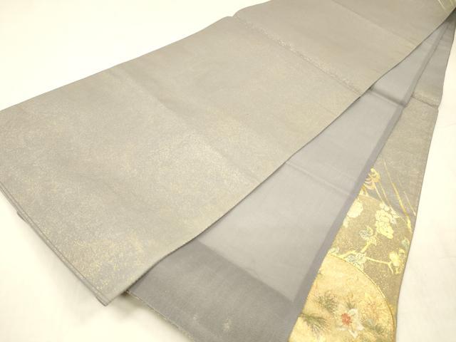 平和屋着物＊夏物 中国三大刺繍 相良刺繍 太鼓柄袋帯 駒刺繍 草花文 金銀彩 正絹 逸品 DABD6953cm