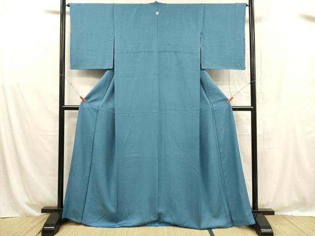 平和屋着物■上質な色無地 舞花地紋 薄縹色 正絹 逸品 DABD6954cm