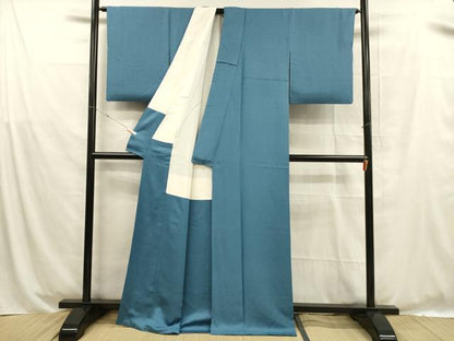 平和屋着物■上質な色無地 舞花地紋 薄縹色 正絹 逸品 DABD6954cm