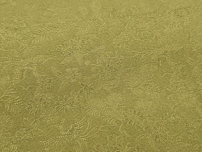 平和屋着物■上質な色無地 飛鶴草花地紋 鶯色 正絹 逸品 DABD6956cm