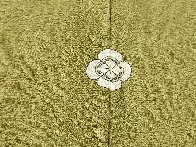平和屋着物■上質な色無地 飛鶴草花地紋 鶯色 正絹 逸品 DABD6956cm