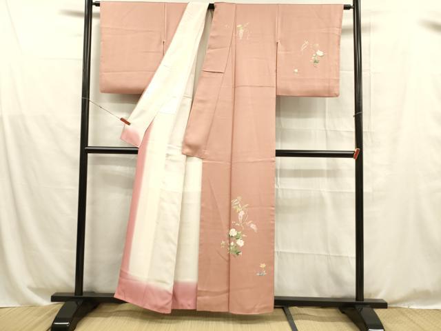平和屋着物■訪問着 友禅 作家物 草花文 藤花房 正絹 逸品 DABD6964cm