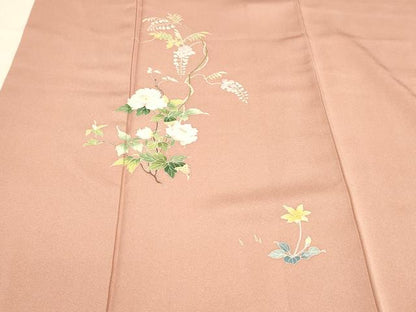 平和屋着物■訪問着 友禅 作家物 草花文 藤花房 正絹 逸品 DABD6964cm