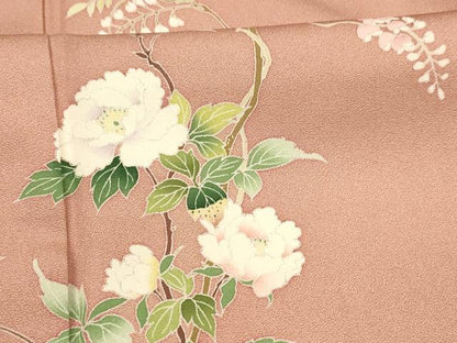 平和屋着物■訪問着 友禅 作家物 草花文 藤花房 正絹 逸品 DABD6964cm