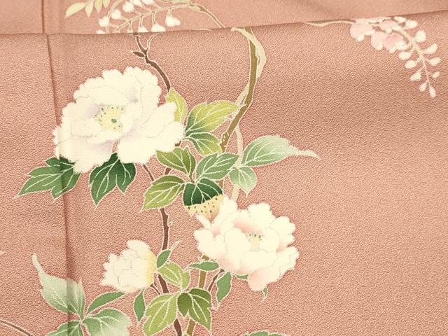 平和屋着物■訪問着 友禅 作家物 草花文 藤花房 正絹 逸品 DABD6964cm