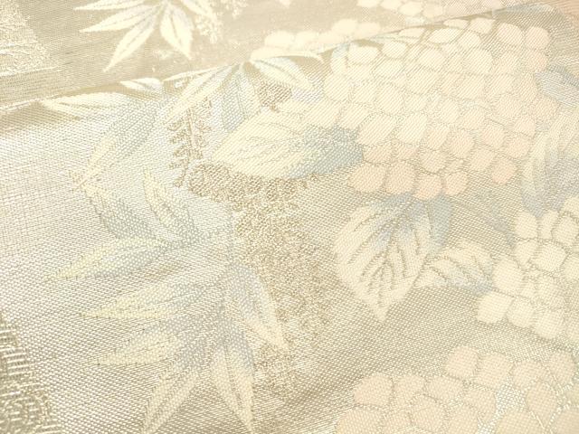 平和屋着物＊夏物 六通柄袋帯 流水紫陽花 藤花房 銀糸 正絹 逸品 DABD6980cm