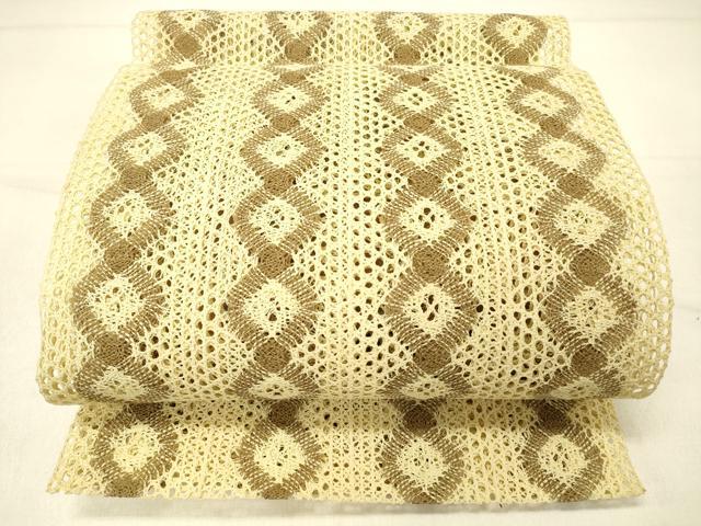 平和屋着物＊夏物 八寸名古屋帯 羅 菱間道 正絹 逸品 DABD6984cm