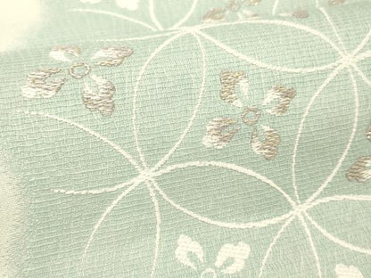 平和屋着物＊夏物 九寸名古屋帯 唐織 七宝花文 銀糸 正絹 逸品 DABD6985cm