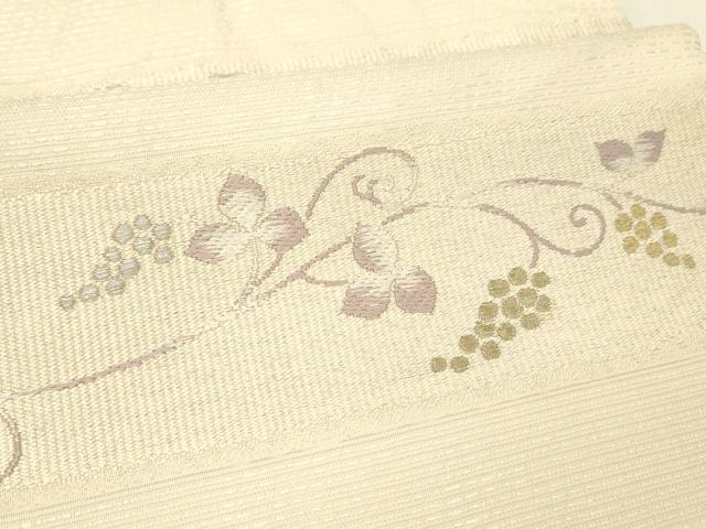 平和屋着物＊夏物 六通柄袋帯 横段葡萄蔦の葉文 金銀糸 正絹 逸品 DABD6986cm