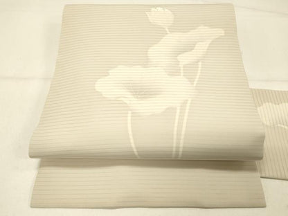 平和屋着物＊夏物 絽塩瀬 九寸名古屋帯 枝花文 鈴乃屋扱い 正絹 逸品 DABD6988cm
