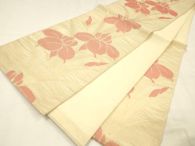 平和屋着物＊夏物 六通柄 本袋帯 杜若 金糸 正絹 逸品 DABD6989cm
