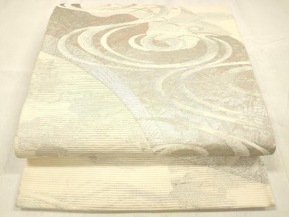 平和屋着物＊夏物 六通柄袋帯 竜田川 銀糸 正絹 逸品 DABD6994cm