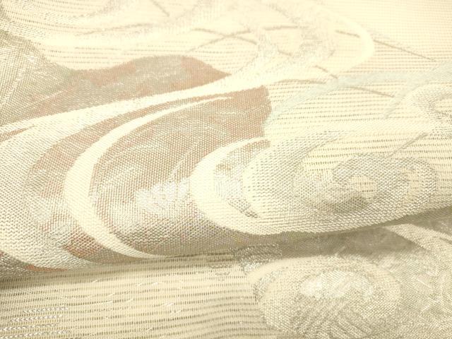 平和屋着物＊夏物 六通柄袋帯 竜田川 銀糸 正絹 逸品 DABD6994cm