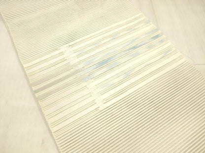 平和屋着物＊夏物 絽綴れ 八寸名古屋帯 横段文 正絹 逸品 DABD6995cm