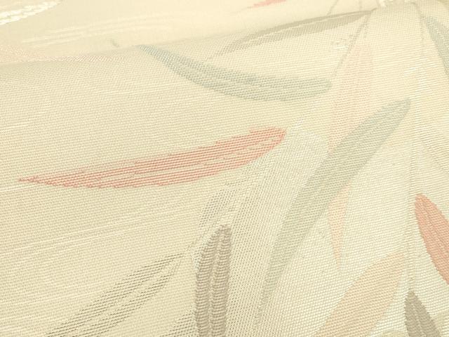 平和屋着物＊夏物 六通柄袋帯 流水草葉文 銀糸 正絹 逸品 DABD6997cm