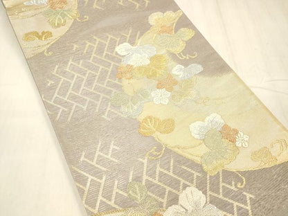 平和屋着物＊夏物 六通柄袋帯 唐織 竜田川 金銀糸 正絹 逸品 DABD7000cm