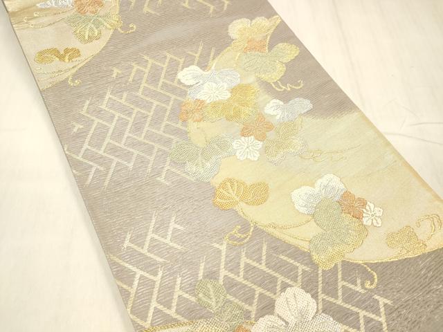 平和屋着物＊夏物 六通柄袋帯 唐織 竜田川 金銀糸 正絹 逸品 DABD7000cm